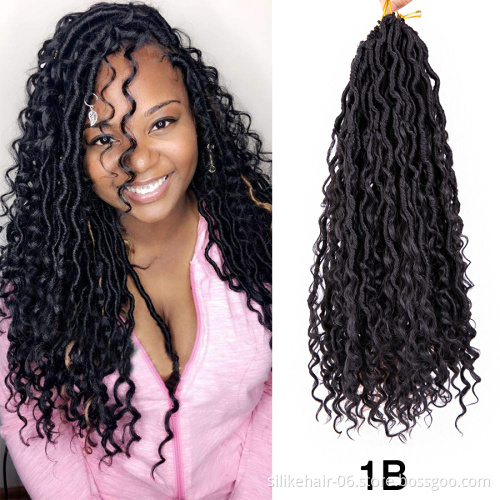 Curly Synthetic Twist Braids Hair Locks Ombre Black Blonde Goddess Locs Crochet Braiding Hair Synthetic Hair Extensions